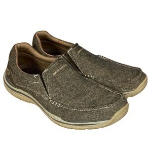 Skechers  Expected Avillo Fabric Tan Relaxed Fit Slip-On Comfort Loafers Sz 8.5
